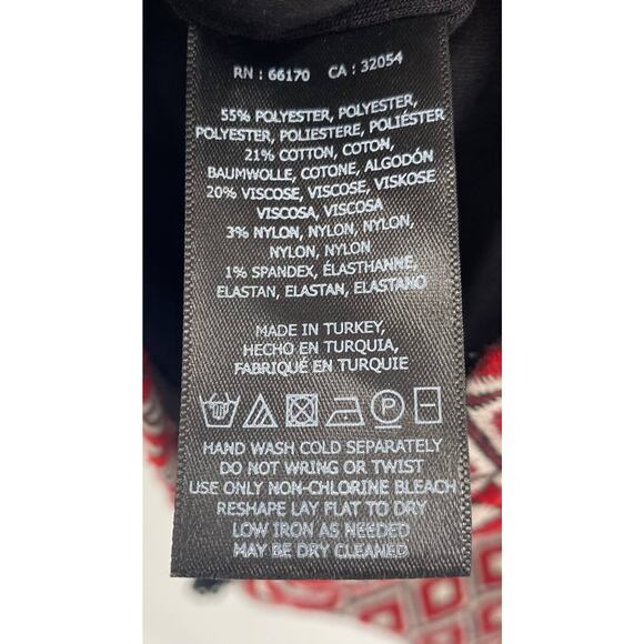 Maeve Pencil Skirt Over the Knee Geometric Patterned Stretchy Red Womens Small - Picture 7 of 7